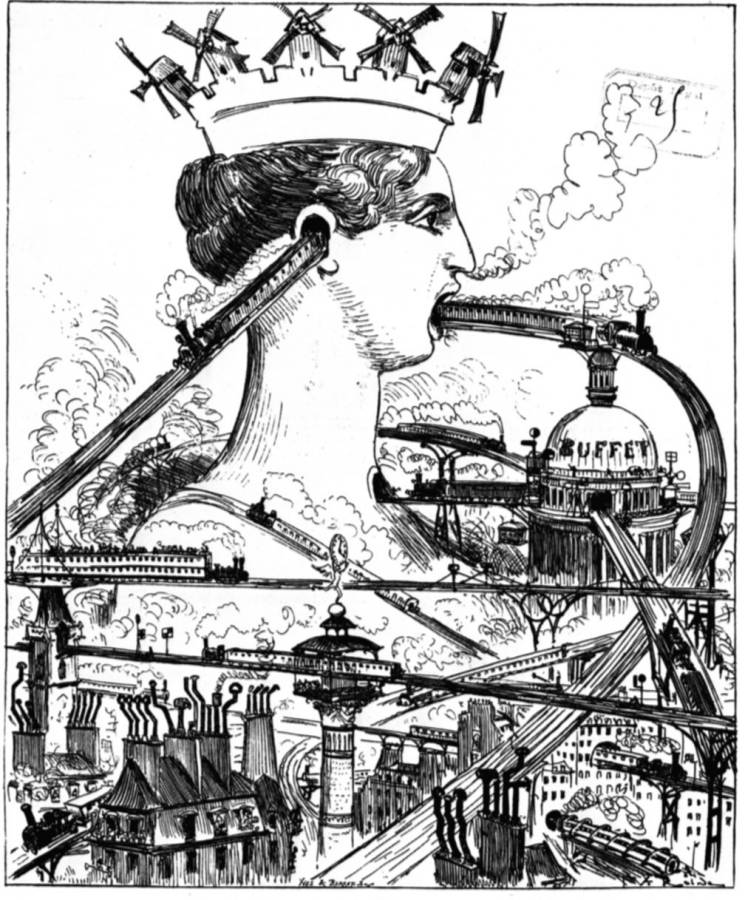 1886 16 juin La Caricature Dessin de Robida L-embellissement de Paris par le Metropolitain.jpg